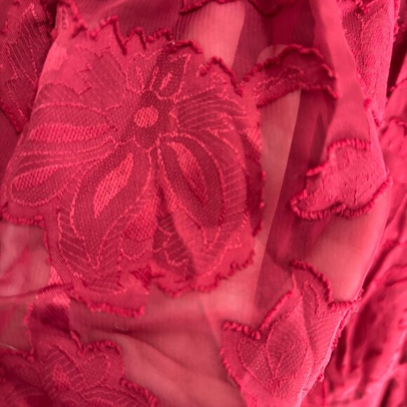 NWT Lulus Burgundy Burnout Floral Print Tiered Dress Size XL formal wedding - Picture 12 of 15